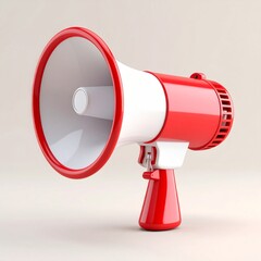 Red And White Megaphone On A Light Beige Background