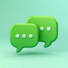 3D Render of Green Speech Bubbles on Pastel Background