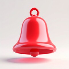 Red Shiny Bell 3D Render on White Background