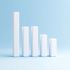 White Bar Chart Decreasing on Blue Background