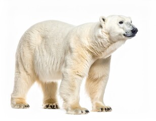  Majestic Polar Bear Portrait: A magnificent polar bear stands proudly, its thick white fur a testament to its icy domain, exuding an air of power and grace in this striking animal portrait.