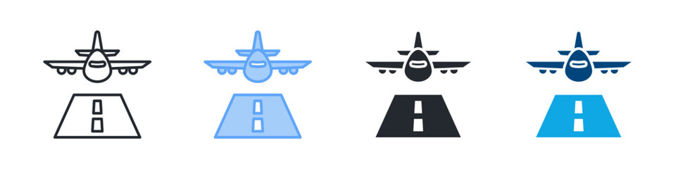 Airport Icon Set Multiple Style. Design In Outline, Blue, Glyph, Dualtone