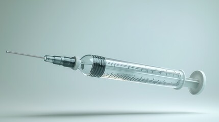Syringe floating against a soft, neutral background.