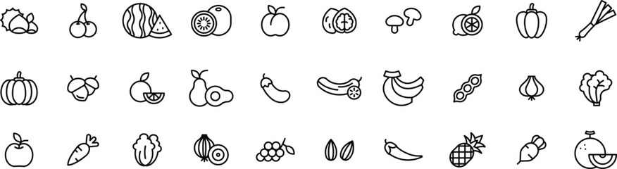 Fruits and Vegetables Icon Set