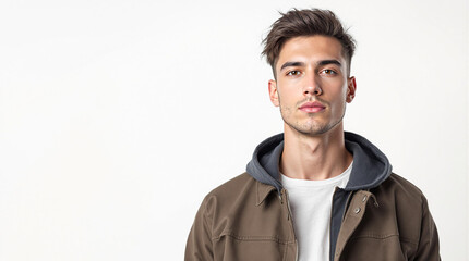 Portrait of a young man in a black jacket