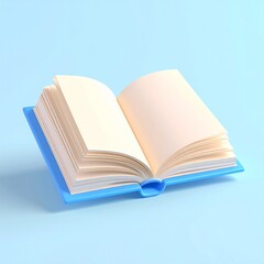 Open Book with Blank Pages, 3D Render