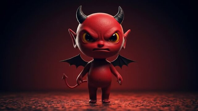 Fiery Devil: A mischievous red demon with menacing horns, fiery eyes, and a wicked tail stands ready to ignite your imagination. The expressive character exudes a playful yet ominous vibe.