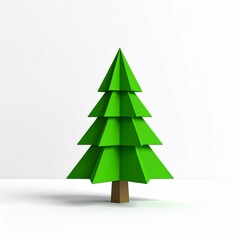 Fototapeta premium Green Geometric Christmas Tree on White Background
