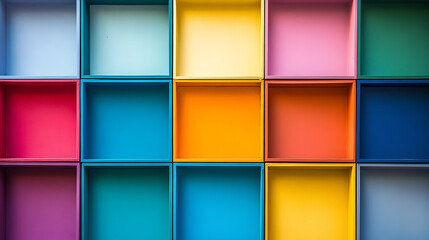 Vibrant Colorful Grid of Empty Cubes
