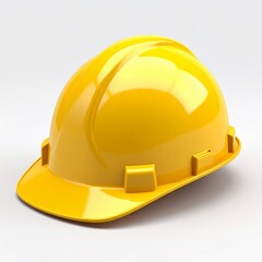 Fototapeta premium Bright Yellow Hard Hat on White Background