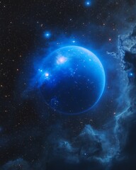 Obraz premium Uranus seen through telescope bluish glow and faint star field Discovery and Visibility Long exposure starlight capture Astrophotography Telephoto lens