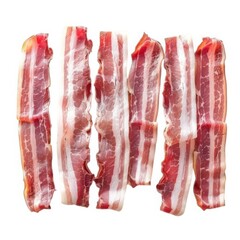 Crispy bacon strips isolated on white background