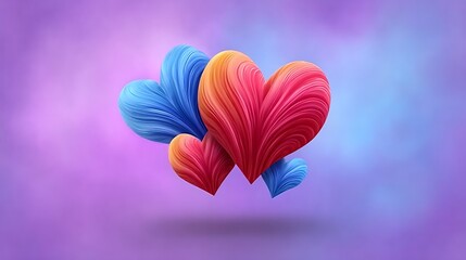 A dreamy gradient background fading from light pink to lavender, with transparent heart outlines softly overlapping, glowing faintly and arranged in swirling patterns like a breeze is moving them