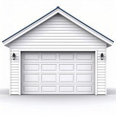 Fototapeta premium White Wooden Garage with Blue Roof