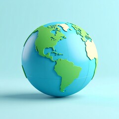 Fototapeta premium Simple 3D Rendered Earth Globe Pastel Colors