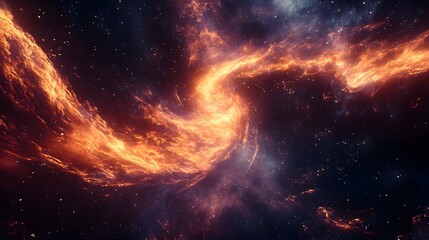Digital illustration of a fiery nebula with swirling plasma and countless stars.