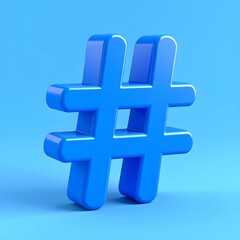 Obraz premium 3D Render of a Blue Hashtag Symbol on a Light Blue Background