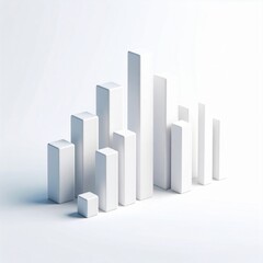 Abstract White 3D Bar Graph on White Background