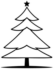 Fototapeta premium Christmas tree silhouette black, isolated,