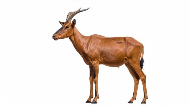 Tsessebe Antelope Isolated on White Background