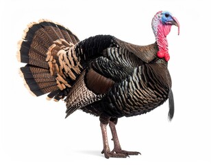 Turkey's Regal Posture: Capturing the majestic stance of a turkey, its iridescent feathers and vibrant skin hues convey a sense of authority and the essence of nature's intricate design.