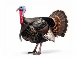 Majestic Turkey Portrait: A striking image showcases a full profile of a proud turkey, its vibrant plumage and unique features on full display.