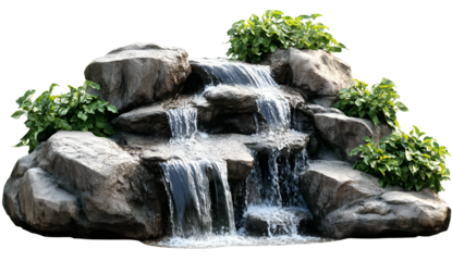 Scenic waterfall cascade with smooth flowing water over rocks and lush greenery