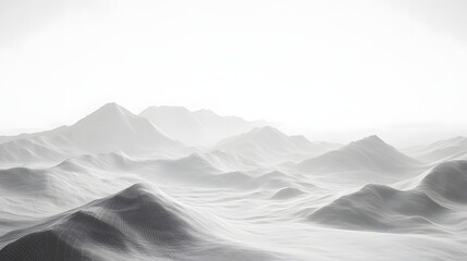 Fototapeta premium 3D render of abstract mountains in a hazy, undulating landscape.