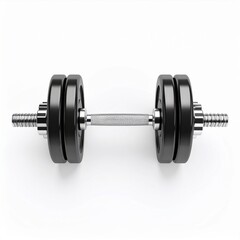 Fototapeta premium Black Dumbbell with Chrome Weights on White Background