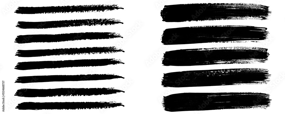 Fototapete Multiple Black Grunge Strokes Drawn With Different Lengths and Angles on a Transparent or White Background