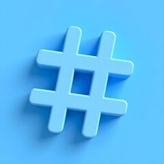 Fototapeta premium 3D Render of a Blue Hashtag on a Light Blue Background
