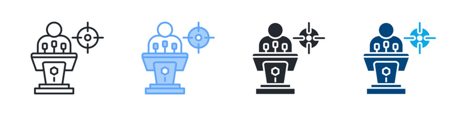 Focus Icon Set Multiple Style. Design In Outline, Blue, Glyph, Dualtone