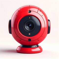 Red Spherical Camera on White Background