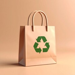 Recyclable Paper Shopping Bag with Green Symbol
