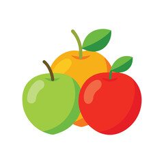 Vibrant Trio A Delightful Illustration of Apple, Orange, and Red Apple