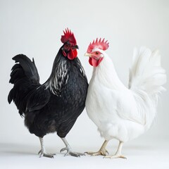 Fototapeta premium Two unique chickens in a studio