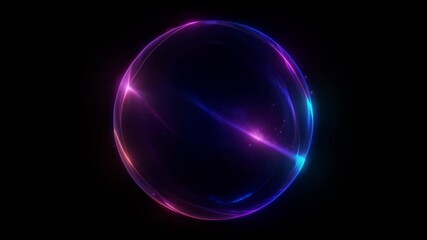 purple laser sphere video loop features a glowing ball of pink and blue particles, resembling a magenta purple orb. It has a neon, futuristic look, perfect for technology, science, or AI projects - Powered by Adobe