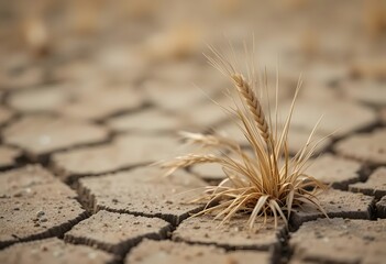 Obraz premium Impact of drought on farmland showcasing resilience of nature in arid landscapes on Earth Day