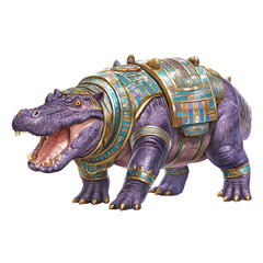 Fototapeta premium Majestic Hippopotamus in Ancient Egyptian Armor