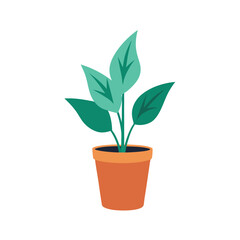 Fototapeta premium Vibrant Potted Plant Houseplant Illustration, Home Decor, Greenery