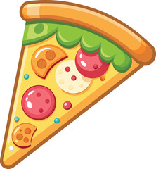 Colorful Pizza Slice Vector | Tasty Fast Food Clipart Illustration