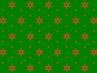 Seamless pattern featuring red stars on a green background, ideal for festive designs, wrapping paper, and holiday decorations.