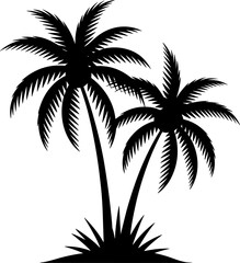 Realistic Palm Trees Black Silhouette – Tropical Tree Vector for Vacation, Travel, and Summer Concepts

