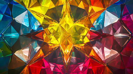 Vibrant Geometric Prism Pattern with Multicolored Facets