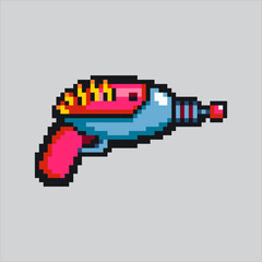 Fototapeta premium Pixel art illustration Futuristic Gun. Pixelated Futuristic Pistol. Futuristic Pistol Gun Icon pixelated for the pixel art game and icon for website and video game. old school retro.