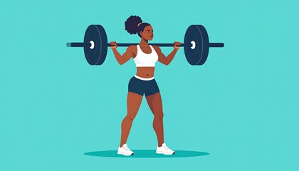Black Woman Weightlifting, Fitness Illustration - Body Positivity
