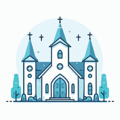 church image with simple and minimalist flat design using white background