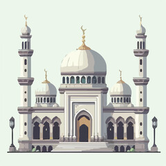 mosque image 
with a simple and minimalist flat design using a white background