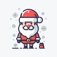 Santa Claus with a simple and minimalist flat design using a white background