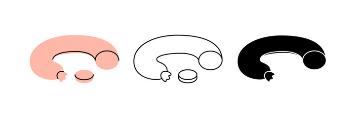 Chorizo sausage icon set. Butchery sausages menu. Vector illustration.